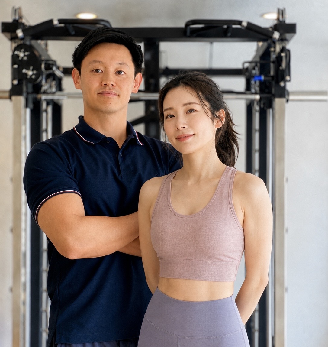 パーソナルジムで女性がトレーニングをしている様子